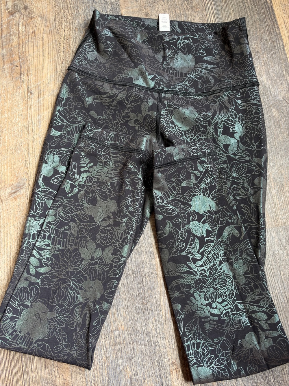 lululemon athletica Black Leggings with holographic floral print